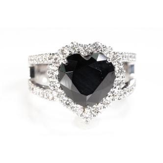 Black Tourmaline and Diamond Ring