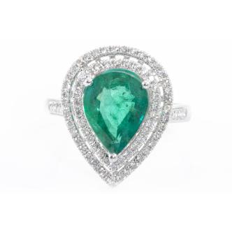 2.34ct Emerald and 0.31ct Diamond Ring