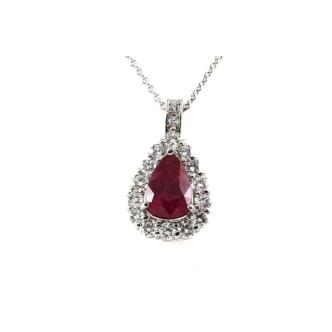 2.06ct Unheated Ruby & Diamond Pendant