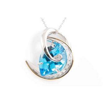 10.56ct Blue Topaz and Diamond Pendant