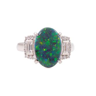 2.13ct Black Opal & Diamond Ring