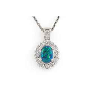 0.54ct Opal & Diamond Pendant