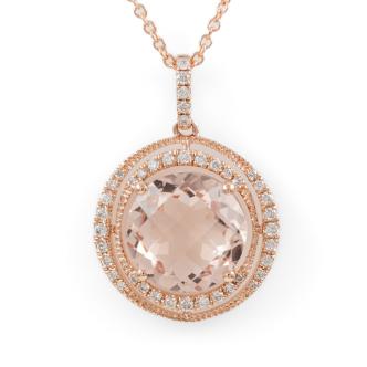 3.40ct Morganite and Diamond Pendant