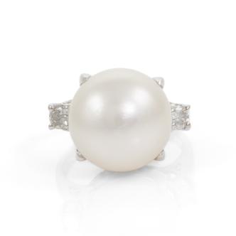 12.4mm South Sea Pearl & Diamond Ring