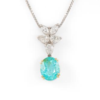 3.78ct Paraiba & Diamond Pendant