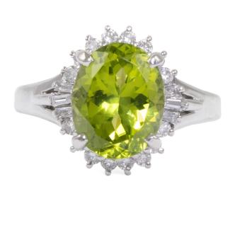 3.33ct Peridot and Diamond Ring