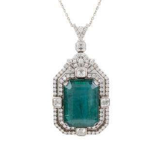 27.42ct Zambian Emerald & Diamond Pendant