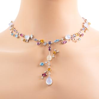 Mixed Gemstone and Diamond Necklace