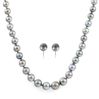 Tahitian Pearl Necklace and Earring Set