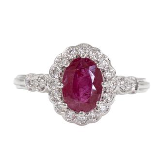 1.48ct Burmese Ruby & Diamond Ring GSL