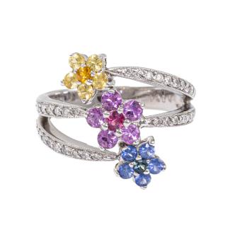 Multi-Colour Sapphire & Diamond Ring