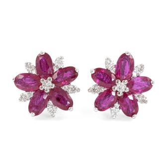 2.80ct Burmese Ruby and Diamond Earrings