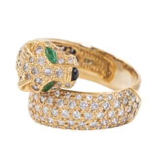 Emerald and Diamond Panther Design Ring