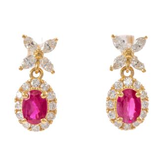 1.13ct Ruby and Diamond Earrings