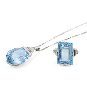 Blue Topaz Ring and Pendant Set