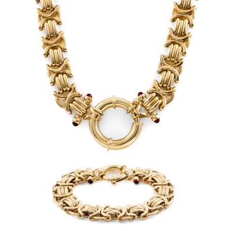 Set of Gold Necklace & Bracelet 72.9g