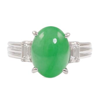 3.97ct Jade & Diamond Ring