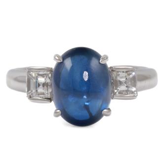 4.02ct Cabochon Sapphire & Diamond Ring