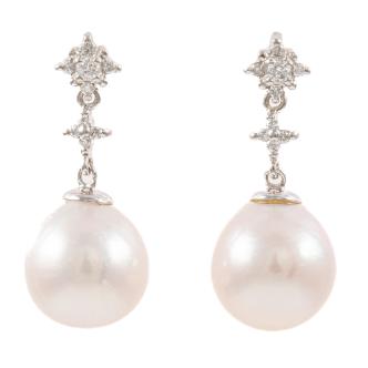 10.mm South Sea Pearl & Diamond Earrings