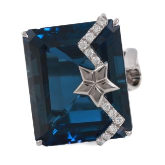 43.54ct Blue Topaz and Diamond Ring