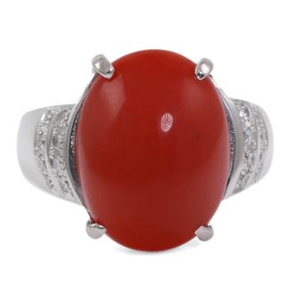 Coral and Diamond Ring